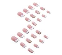 1 Set Press On Nails French Square Fake Nails Full Cover Short Press On Reusable Short On Cute On Set for Women DIY Home Party Date Wedding, On