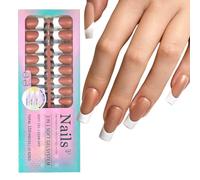 1 Set Press Stick Nail Solid Color High Gloss Durable Coating Comfortable Wear and Quick Change Durable Nail