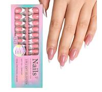 1 Set Press Stick Nail Solid Color High Gloss Durable Coating Comfortable Wear and Quick Change Durable Nail