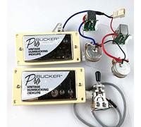 1 Set ProBucker Alnico Bridge&Neck Pickups with Pro Wiring Harness Pots&3 Way Switches for Epiphone/Gibson guitar (Chrome(Cream ring))