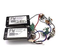 1 Set ProBucker Alnico Bridge&Neck Pickups with Pro Wiring Harness Pots&3 Way Switches for Epiphone/Gibson guitar (Chrome (Black ring))