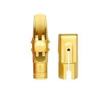 1 Set Professional Saxophone Metal Golden Soprano Professional Saxophone Mouthpiece with Cap and Slide Cover