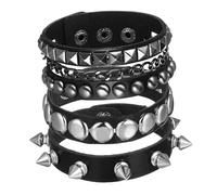 1 Set Punk Style Spiked Wristband Unisex Faux Leather Bracelets for Halloween Performance Comfortable and Lightweight Design Statement Accessory