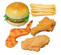 1 Set Realistic Play Food Artificial Plastic Food Includes Hamburger Fried Chicken French Fries