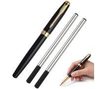 1 Set Rollerball Pen, Metal Luxury Pen Gold Trim Smooth Writing, Nice Pens for Men Women Business Office with 2 PCS 0.7mm Black Extra Refill (Gold, Box Not Included)