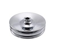 1 SET SHLPDFM Chrome Saginaw Power Steering Pump Pulley Double Groove V-belt 5/8" Key Way Shaft Fits for SBC BBC Chevy 350 454 Gm, Chevy, Pontiac, Oldsmobile, Buick 8948