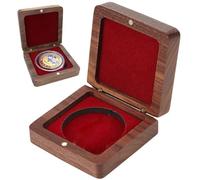 1 Set Single Wood Challenge Coin Presentation Display Gift Box with Inside 40mm Coin Storage Box Clasp for Coin Collectors