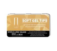 1 Set Soft Gels Tips Half Matte Nails Extras Long Full Covers Pre-shape Acrylic Nails for Salons