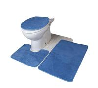 1 Set Solid Colour Simple Absorbent Toilet 3-Piece Set, Bathroom Rug Set, Blue