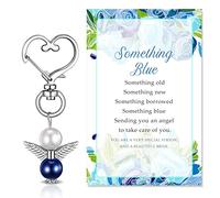1 Set Something Blue for The Bride Charm Blue Pearl Angel for The Bride Charm Wedding Party Keychain Gift Card Party Favours for Marriage Celebration Shower Holy Communion