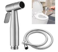 1 Set Stainless Steel Bidet Shower, Muslim Shower for Toilet Spray, Handheld Bidet Spray for Toilet UK, Handheld Douche Sprayer with 1.5M Hose, Personal Hygiene and Cleaning（Sliver）