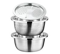 1 Set Stainless Steel Colander Set for Mixing Bowl, Small Space-Saving Design, Stainless Steel Colander, Metal Draining Bowl, Multifunctional for Meal Prep and Prep