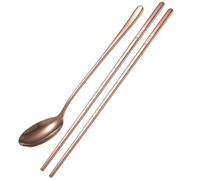 1 Set Stainless Steel Spoon Gold/Rose Color Chopsticks and Spoons Set Korean Style Tableware(Rose Color)