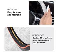 1 Set Steering Wheel Cover for BMW iX1 2023-2025 Three-Section Sporty Grip Non-Slip Suede and Carbon Fiber Texture Interior Protector,Carbon Fiber Pattern