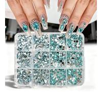 1 Set Super Sparkling Resin Nails Rhinestones Art Storage Box in 12 Grids Organiser Case for Home Projects Party