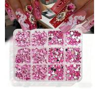 1 Set Super Sparkling Resin Nails Rhinestones Art Storage Box in 12 Grids Organiser Case for Home Projects Party