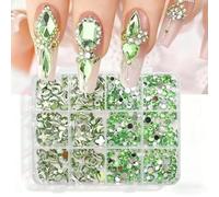 1 Set Super Sparkling Resin Nails Rhinestones Art Storage Box in 12 Grids Organiser Case for Home Projects Party