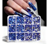1 Set Super Sparkling Resin Nails Rhinestones Art Storage Box in 12 Grids Organiser Case for Home Projects Party