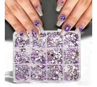 1 Set Super Sparkling Resin Nails Rhinestones Art Storage Box in 12 Grids Organiser Case for Home Projects Party