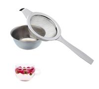 1 Set Tea Strainers for Loose Tea, Long Handle Tea Strainer with Drip Bowl, Reusable Mini Sieve, Loose Leaf Tea Strainer for Sifting Ingredients, Flour, Pastas, Rice, Tea (Silver)