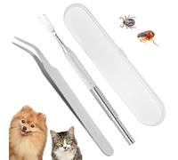 1 Set Tick Remover Tools for Dogs, Tick Removal Tool, Stainless Steel Tick Remover Tool Set Complete Tool Kit for Humans, Cats & Dogs(With Tick Removal Tweezers & Sharp Rake & Box)