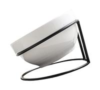 1 Set Tilting Pet Bowl Rack with Ceramic Bowl Protective for Home Kitchen Black