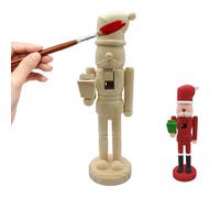 1 Set Unfinished Wooden Nutcracker To Paint | Large Christmas Wooden Nutcracker Soldier 25cm | Christmas Unpainted Blank Nutcrackers Ornaments For DIY Art Craft Gift Christ-mas Decorations
