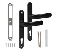 1 Set UPVC Door Handles Set - 92mm PZ (Centres), 195mm Screw Hole Distance with Backplate 220mm, Black Door Handles External Door Handle Replacement for UPVC, PVC, PVCu Doors (195mm Screw Center)