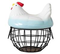 1 Set Utility Chicken Egg Holder Large Capacity Rust-proof Hen Shape Multi-functional Lovely Home Eggs Basket(Blue B)