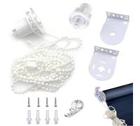 1 Set White 32mm Metal Roller Blind Mounting Brackets Roller Blind Fittings Top Fixing Roller Blind Spares（Includes Control Head/Bead Chain/Mounting Screws/Expansion Screws) Roller Blind Brackets