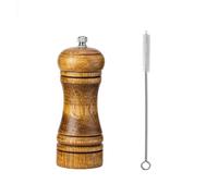 1 Set Wooden Pepper Grinder 5 Inch Adjustable Ceramic Rotor Manual Salt and Pepper Mill Oak Wood Spice Grinder with Cleaning Brush for Kitchen Dining Table Cooking Use