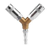 1 SetAirline Hose Connectors,1/4" BSP Airline Hose Connector Y Splitter Airline Coupling 1/4" BSP Air Line Fittings,3 Way Male/Female Thread Quick Release Coupler Fittings for Air Lines Compressors