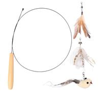 1 SetCat Teaser Wand Set, Cat Wand Toys for Indoor Cats, 88cmCat Fishing Rod ToysInteractive Cat Feather Toys Refills Wooden Handle, with 2 Feathers & 1 Birds, Kitten Cats Exercise Playing Bonding