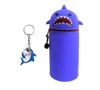 1 Shark Pen Holder and 1 Shark Pencil, Cartoon Telescopic Pencil Case, Book Packaging Ornament Pencil, Student Stationery Supplies.
