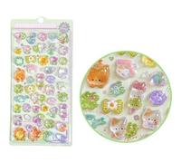 1 Sheet 3D Cartoon Relief Sticker Fun Animal Crystal Jelly Patch Embossed Sticker Embossed 3D Cartoon-Themed Stickers