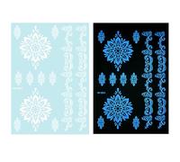 1 Sheet Blue Glow In Dark Temporary Tattooing Body Decors Highlighting Abstract Flowers Stickers For Women And Girls Glow Tattooing