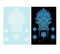 1 Sheet Blue Glow In Dark Temporary Tattooing Body Decors Highlighting Abstract Flowers Stickers For Women And Girls Blue Tribal Tattooing