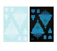1 Sheet Blue Glow In Dark Temporary Tattooing Body Decors Highlighting Abstract Flowers Stickers For Women And Girls Glow Tattooing