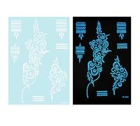 1 Sheet Blue Glow In Dark Temporary Tattooing Body Decors Highlighting Abstract Flowers Stickers For Women And Girls Glow Tattooing