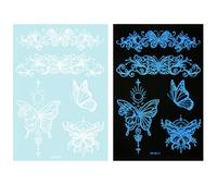1 Sheet Blue Glow In Dark Temporary Tattooing Fashionable Tattooing Flower Designs Stickers Easy To Apply Tattooing Glow In Dark Tattooing Stickers