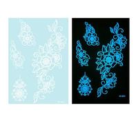 1 Sheet Blue Glow In Dark Temporary Tattooing Stickers Creative Body Art Stickers For Women Girls Party Supplies