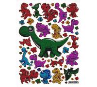 1 Sheet Metallic Glitter Effect Animals Dinosaur T-REx Stickers Children's Birthday Decoration Hobby Crafts Collecting Self-Adhesive Pre-Cut