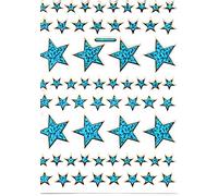 1 Sheet Metallic Glitter Effect Stars Blue Stickers Children's Birthday Decoration Hobby Crafts Collecting Self-Adhesive Pre-Cut