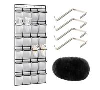 1 Shoe Storage Bag, 4 Hooks, 1 Shoe Shine Gloves, Hanging Shoe Cabinet, Shoe Storage Bag at the Door, 24-Compartment Door Storage Hanging Bag, Foldable Storage Bag, For Kitchen Bedroom Storage, Etc