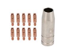 1 Shroud & 10 x 0.6mm Contact Tips MIG Welding Binzel Style Euro Torch MB15