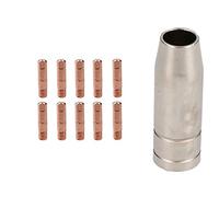 1 Shroud & 10 x 0.8mm Round Contact Tips MIG Welding Binzel Style MB15 Torch