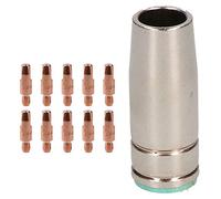 1 Shroud & 10 x 1.0mm Contact Tips MIG Welding Binzel Style Euro Torch MB25