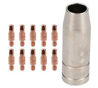 1 Shroud & 10 x 1.0mm Round Contact Tips MIG Welding Binzel Style MB15 Torch