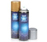 (1 Silver & 1 Gold) 150ml Decorative Lacquer Spray Paint Bottle Festive Craft Metallic Colour Decor