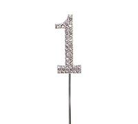 1 Silver Diamond Sparkley Cake Topper Number Year For Mans Boys Womens Girls Birthday Anniversary Party Decorations